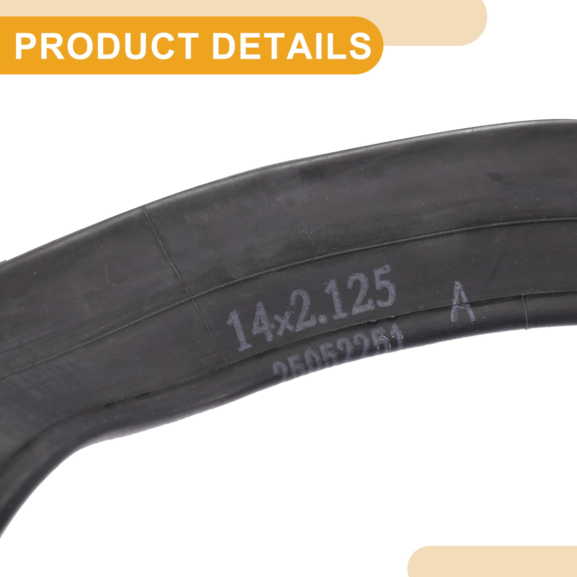 Partuto 3 Pcs 14"x2.125" Universal Bike Inner Tube - Rubber Black, 14" x 2.125" - Image 4