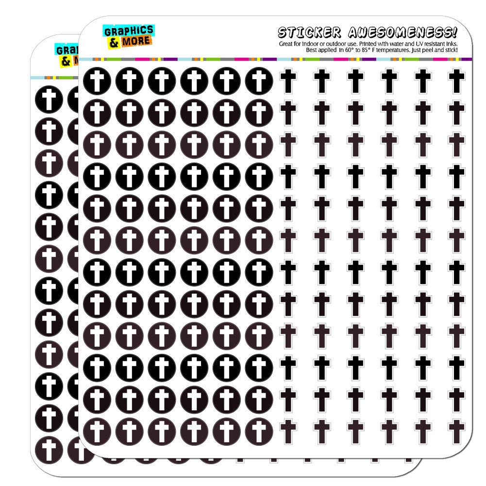 Cross Church Dots Planner Calendar Scrapbooking Crafting Stickers - Black Gray - Clear