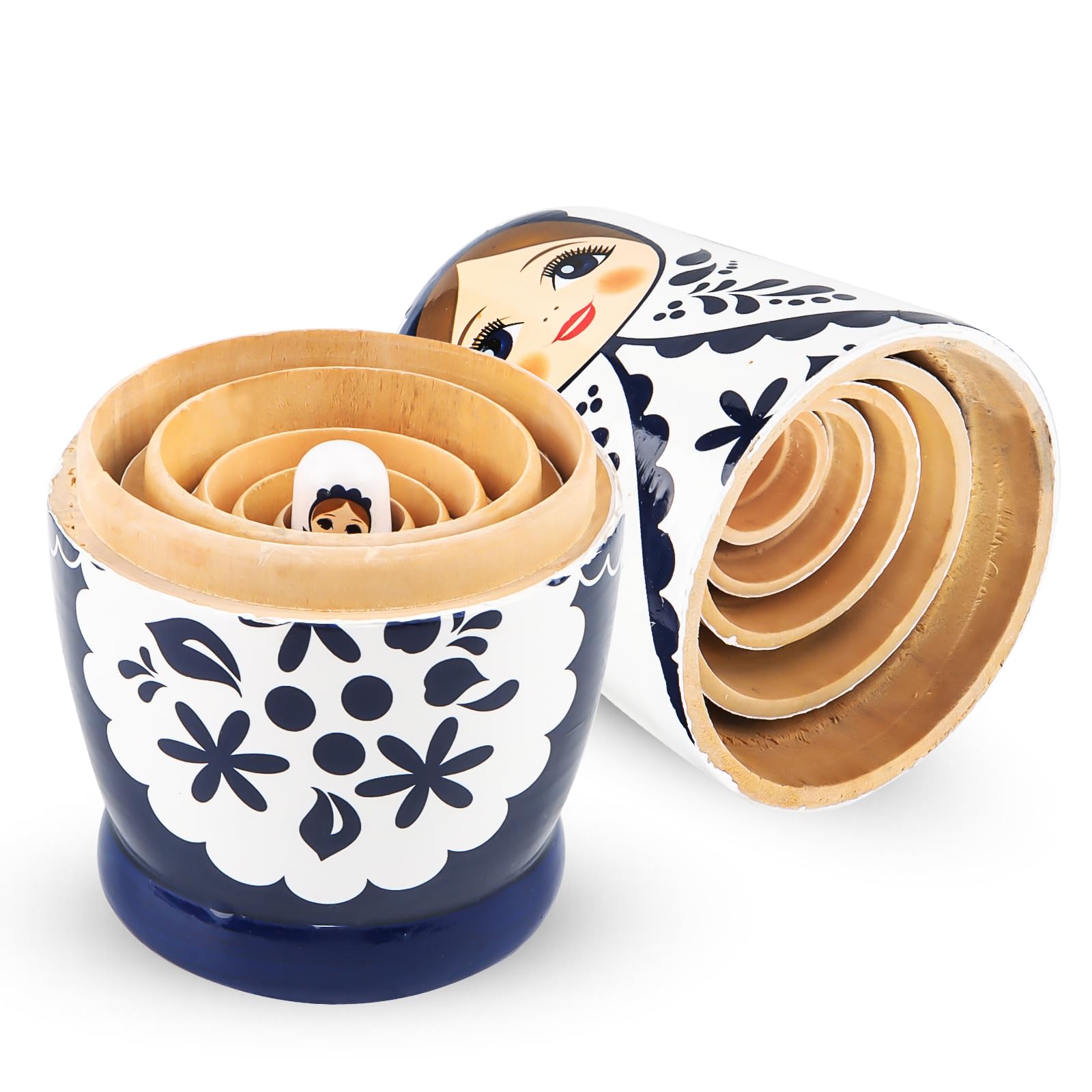 Matriochka Russe pour Les Enfants 6 pièces,Bois Six Couches Fille Russe nid poupée, matriochka Figures empiler des poupées de Jouets Cadeau pour Les Anniversaire