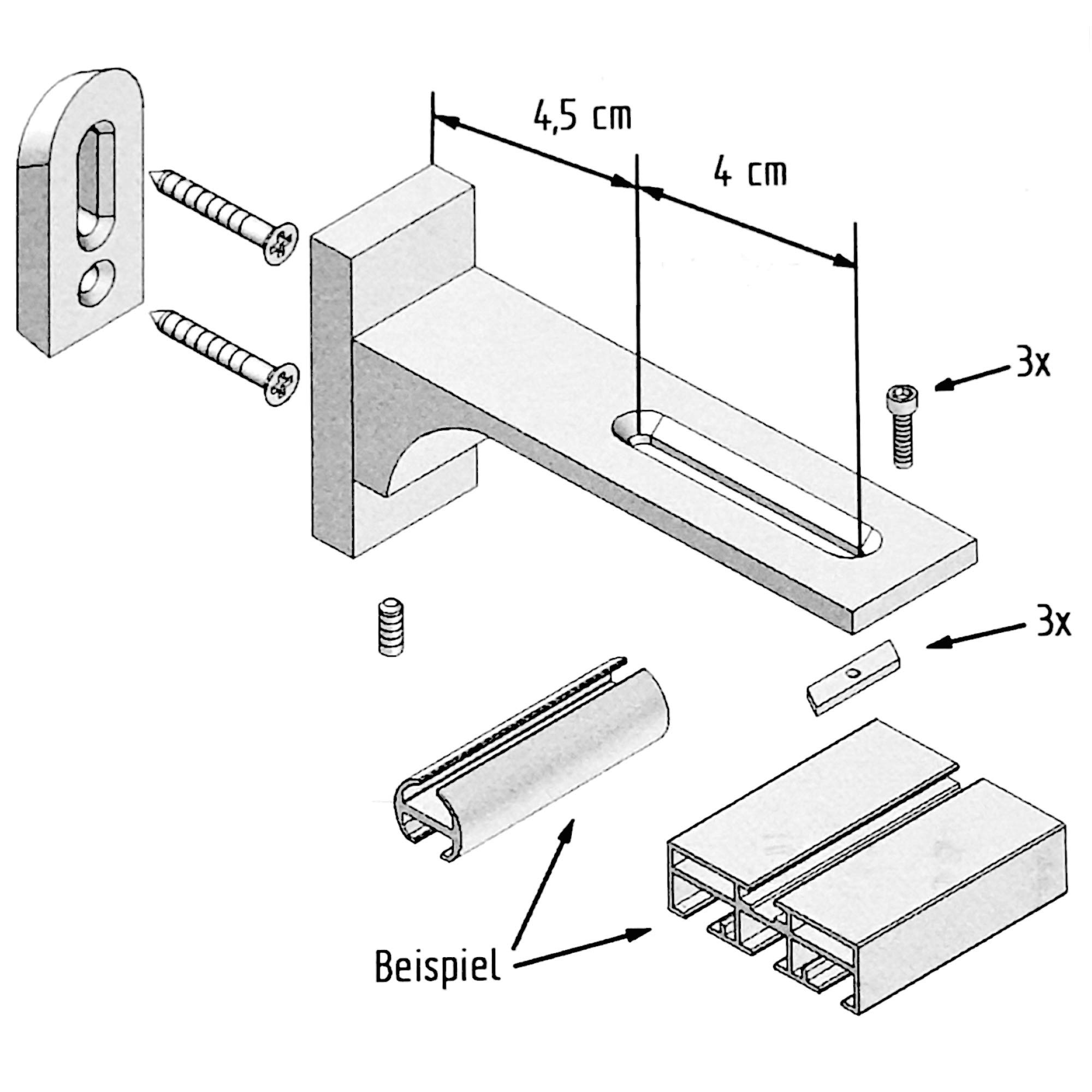 Vorhangschiene Aluminium (inkl. Wandträger) - Silber "2 Lauf" 180cm (2x90cm) - Flache Gardinenschiene (7mm) - inkl. Vorhanggleiter