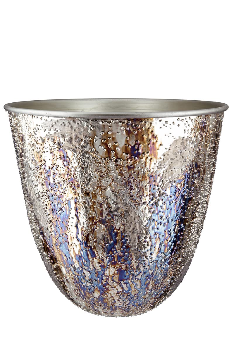 GILDE Metall Pflanzgefäß Blumentpot - Deko Wohnzimmer Geschenk für Frauen Geburtstag Muttertag - Farbe: metallic braun Höhe 29 cm