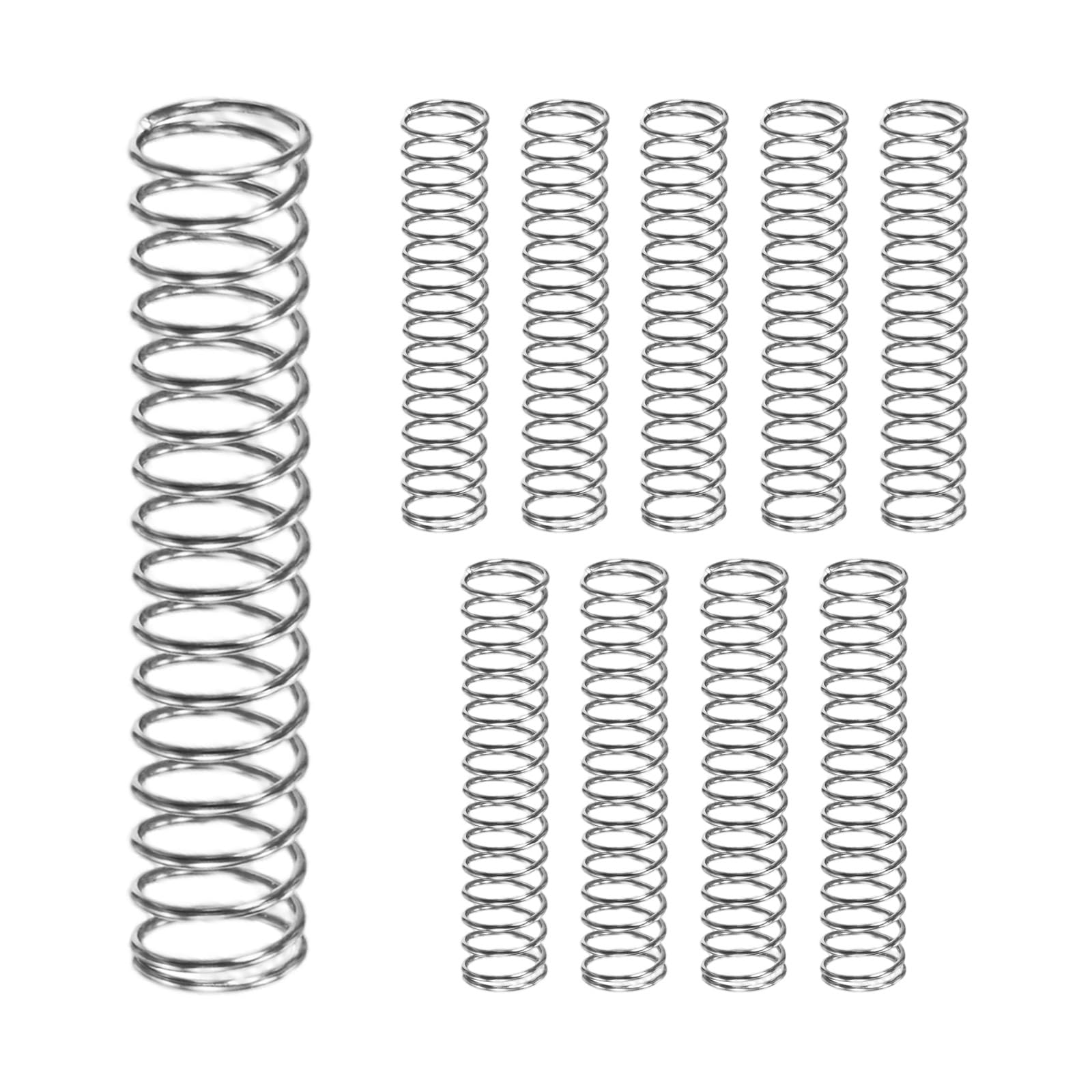 M METERXITY 10-Pack Compression Springs, 25mm Length 5mm OD 304 Stainless Steel Pruner Replacement Springs for Garden Tool/DIY/Mechanical Repair Replacement [Silver Tone, 0.4mm Wire Size]