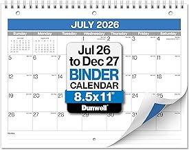 Dunwell 2026-2027 Calendar for 3 Ring Binder - 8.5x11, Jul. 2026 to Dec. 2027, 18 Months Desk Calendar with Premium Paper, 3-Hole Calendar for Office, School, 8.5" x 11" Planner Hanging on Wall
