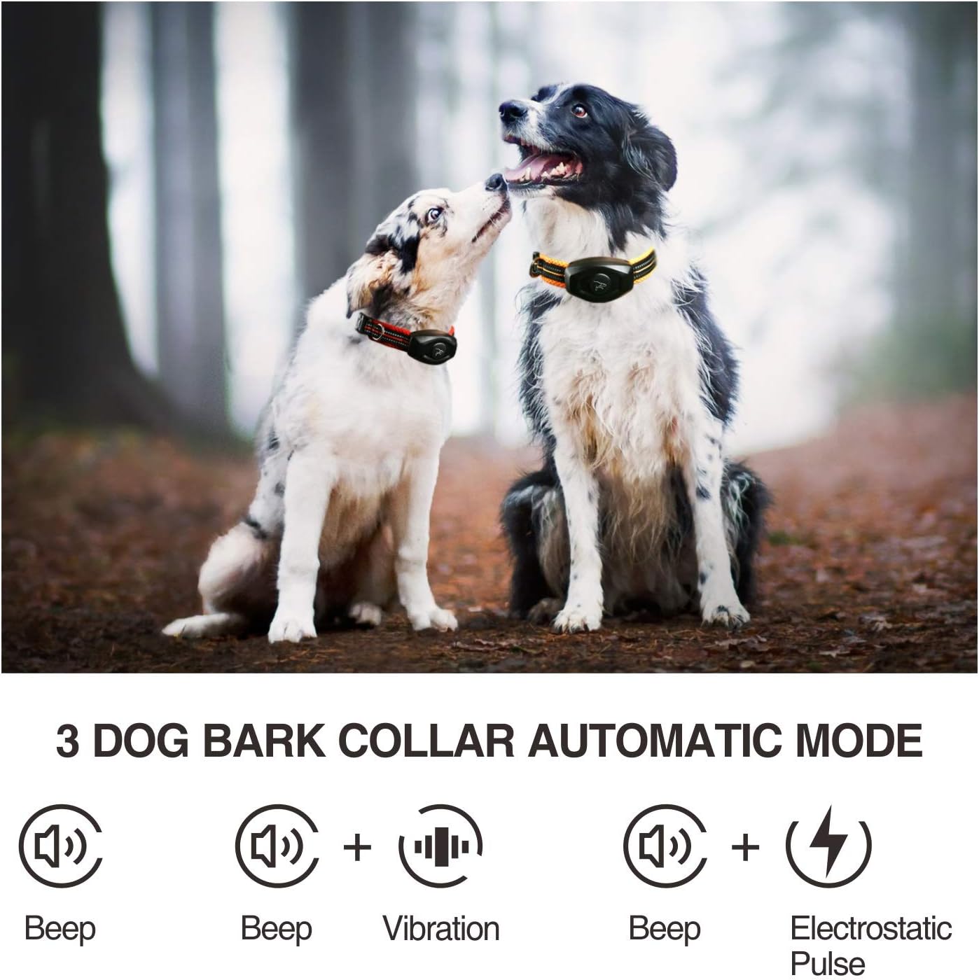 Dog Training Collar & Anti bark Collar 2 in 1, Remote Range 1000-1500ft,Rechargeable - Waterproof 3 Modes Beep, Vibration, Dog Bark Stop Collar for Small, Medium, Large Dog