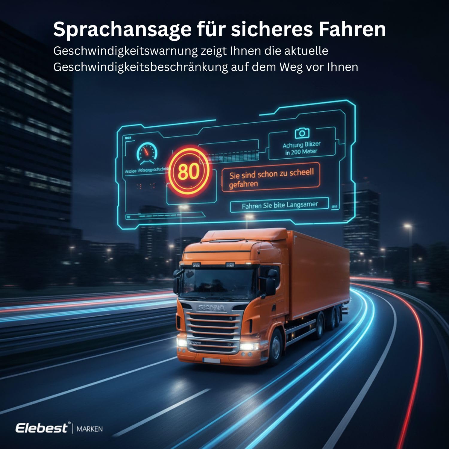 Elebest City 90 – 9 Zoll GPS Navi für Auto, LKW & Wohnmobil | Europa-Karten (52 Länder) mit Updates, Radarwarner, Fahrspurassistent, Bluetooth, POI-Datenbank & Freisprecheinrichtung