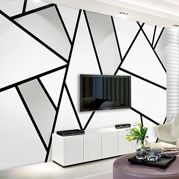3D Black and White 3D Print Wallpaper, Geometric Line Art Peel and Stick Self-Adhesive Removable Wall Mural,for Bedroom Living Room TV Background Sofa Wall,48" W x 36" H-PVC