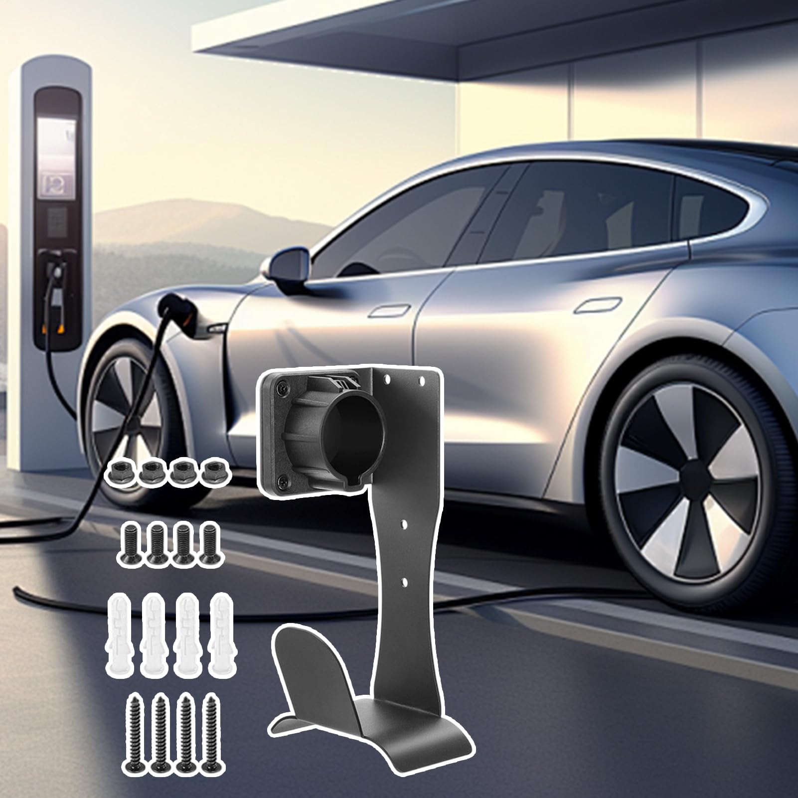 Portacavo Per Caricatore EV - Organizzatore Da Parete In Acciaio Inossidabile,Per Stazione Di Ricarica Per Veicoli Elettrici - Per Casa, Campeggio, Veicoli, Viaggi, Lavoro E Autista