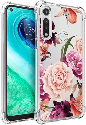 Osophter Funda para Moto G Fast Flower Floral para niñas y mujeres, absorción de golpes flexible de goma de TPU para Motorola Moto G Fast (flor