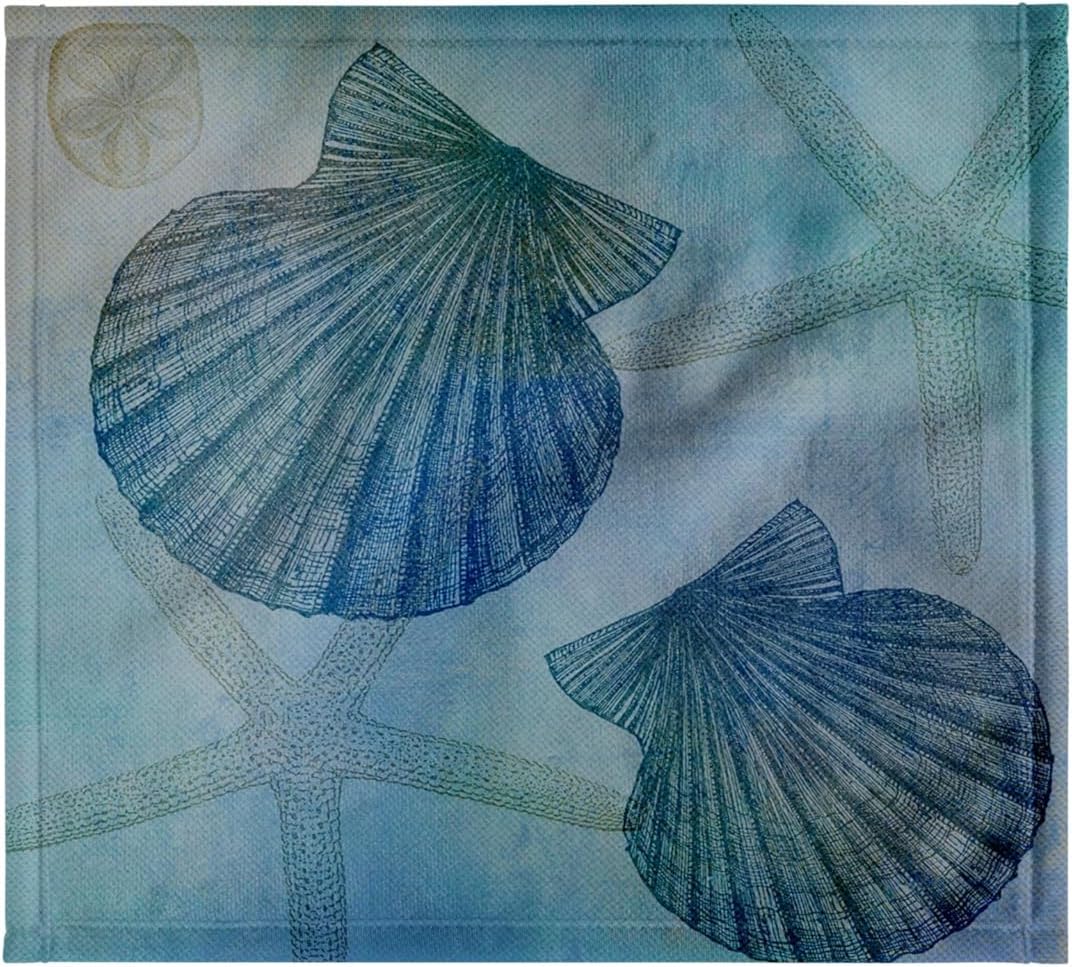 3dRose Aqua Shells and Starfish Beach Themed Art 22x30 Bath Hand Pool Towel