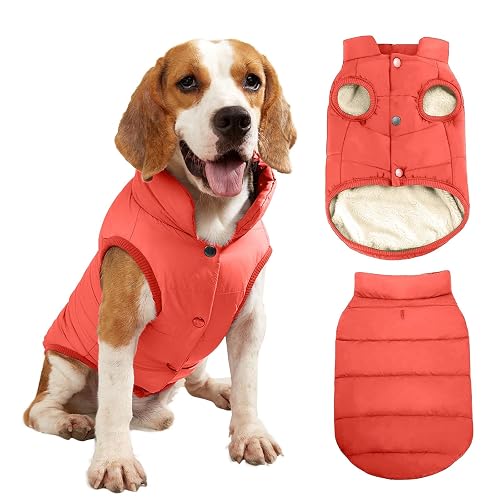 PETCUTE Chaqueta para Perros,Chaqueta de Perro con Forro Polar de 2 Capas,A Prueba de Viento Ropa para Perros…