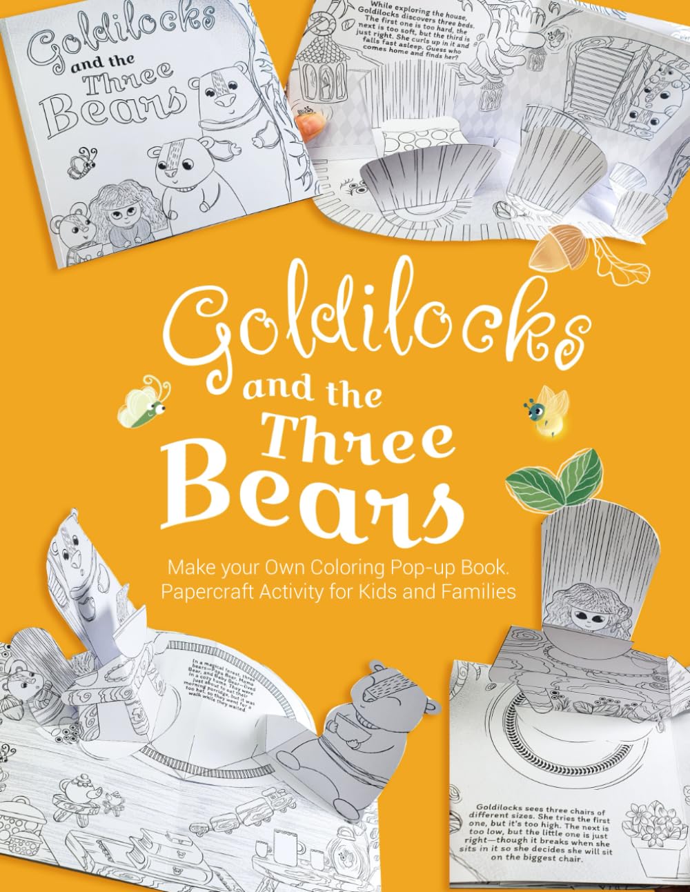 Goldilocks and the Three Bears: Make your Own Coloring Pop-up Book. Papercraft Activity for Kids and Families