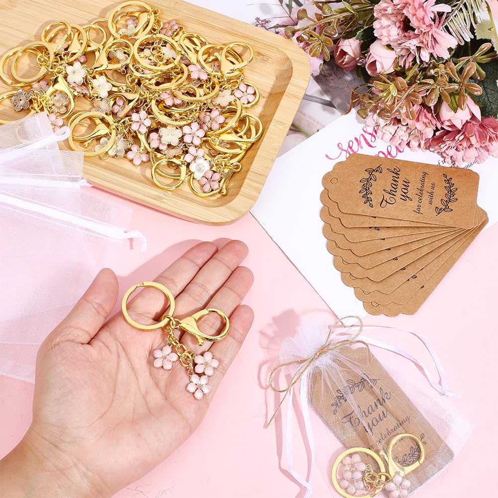 25er Set Gastgeschenke Blumen Schlüsselanhänger Partyaccessoires Schlüsselanhänger Organzabeutel Dankeskarten & Hanfschnüre Festdeko Für Thanksgiving Hochzeit Bridal Shower