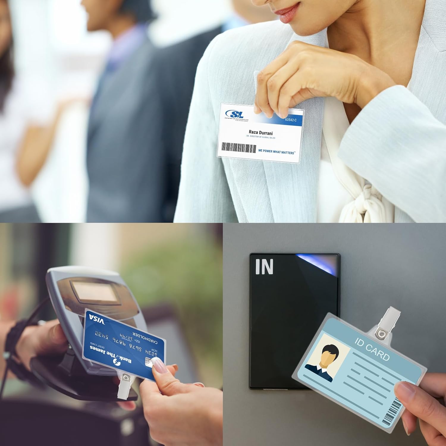 Name Badge Holders with Clip - Fushing 40PCS Clear Plastic ID Badge Holders with Badge Clips for 2-1/4 Inch x 3-1/2 Inch Name Badge Inserts - Image 6