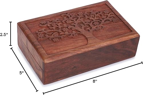 Miniatura 42 de Ajuny Handcrafted Decorative Wooden Jewelry Box Elephant Embossed Design Hand carved Solid Multipurpose Keepsake Storage Travel Organizer Treasure