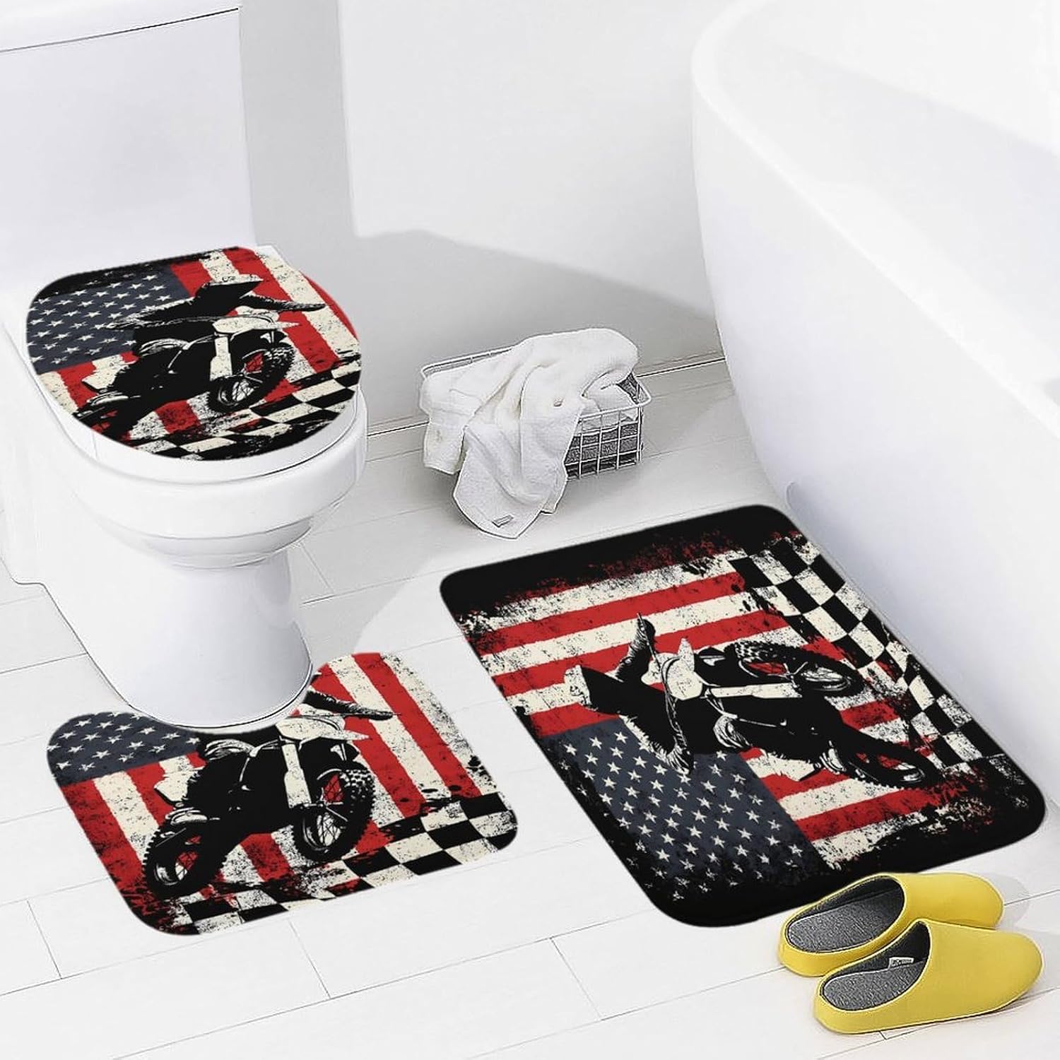 Motocross Checkered U.S. Flag Boys Girls Short Sleeve Shirts Graphic T-Shirts Crewneck Casual Printed Tee
