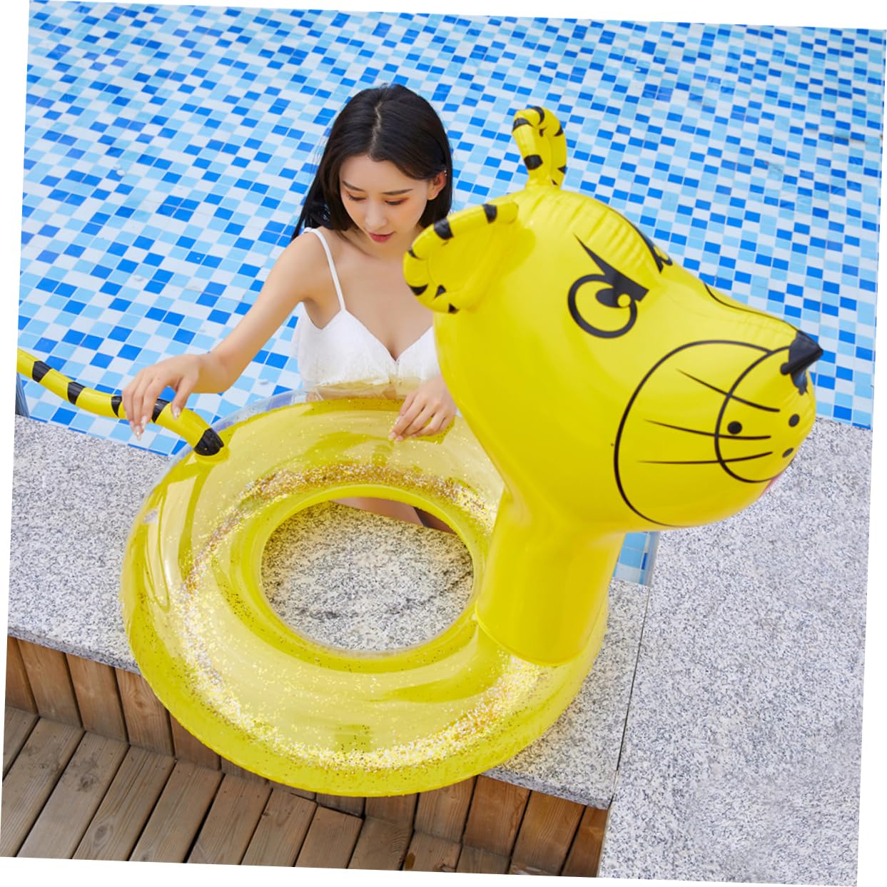 Swimming Ring Gonfiabile 1 Pezzo in Pvc, Giallo, Adulto