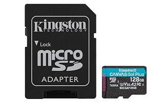 Kingston 128GB Canvas Go Plus microSDXC Card | Up to 200MB/s | UHS-I, U3, V30, A2 | with Adapter | SDCG4/128GB