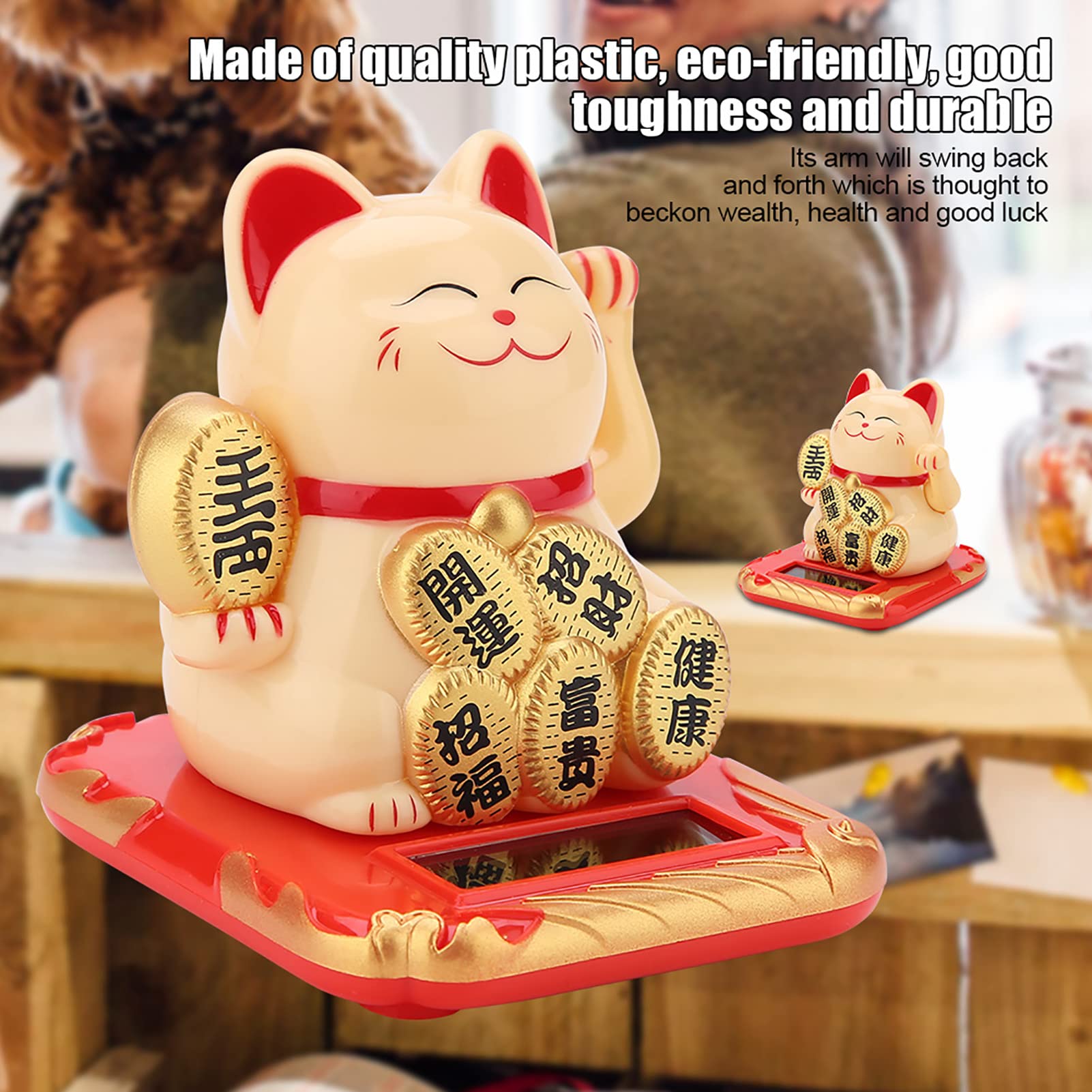QANYEGN Solar Lucky Cat, 3 Colors Forte Cat Set, Cute Welcoming Cat for Home Office and Car Decorations(ld)