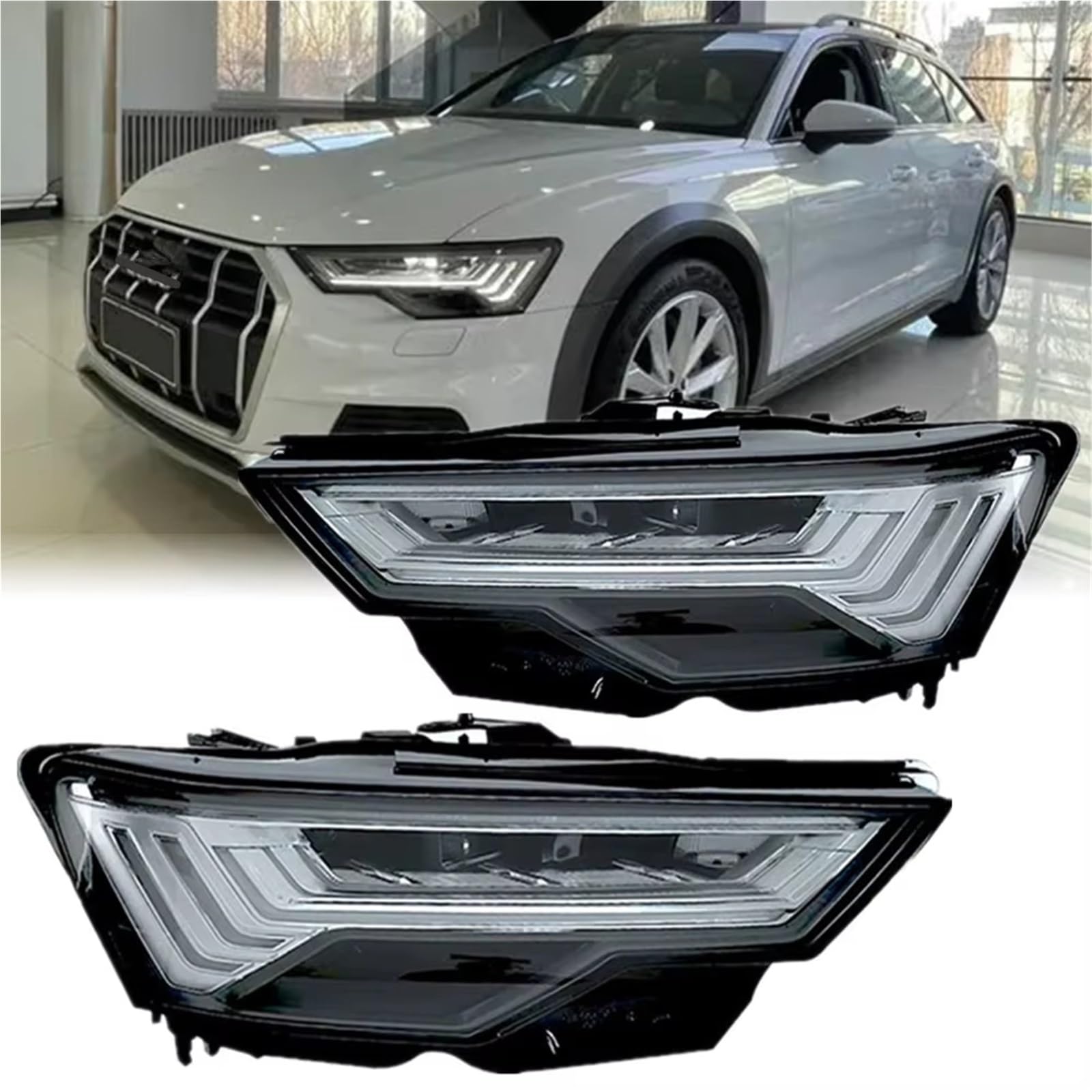 Gruppo Faro per Auto per A6 2019-2023 Aggiornamento fari C8 Configurazione Faro Elevata Luci Anteriori per Auto