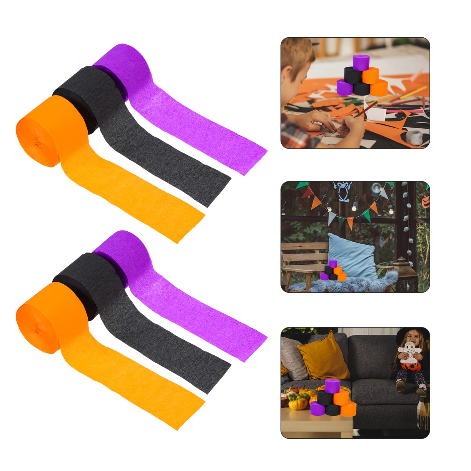 SHINEOFI 30rollos Serpentinas Crepé Para Halloween Decoración Colgante Temáticos Naranja Negro Para Manualidades y