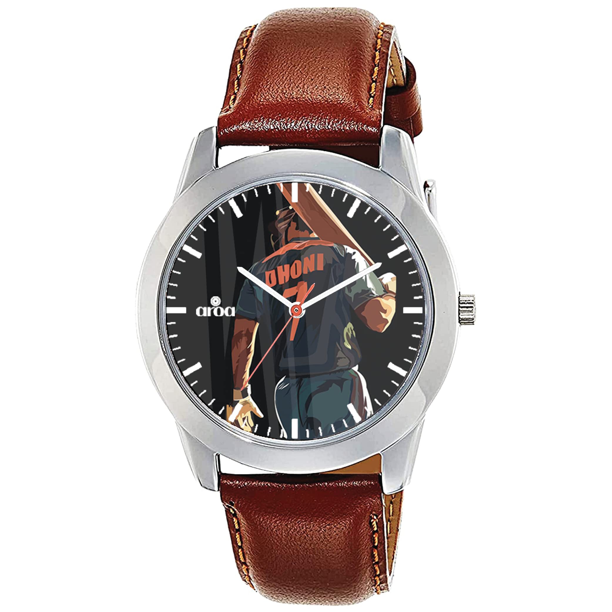 AROA Watch New Watch for Dhoni India Jersey Model : 103 Steel Metal Type Analog Brown StrapWatch Black Dial for Men Stylish Watch for Boys (B0BZDKZKBN) Amazon Price History, Amazon Price Tracker