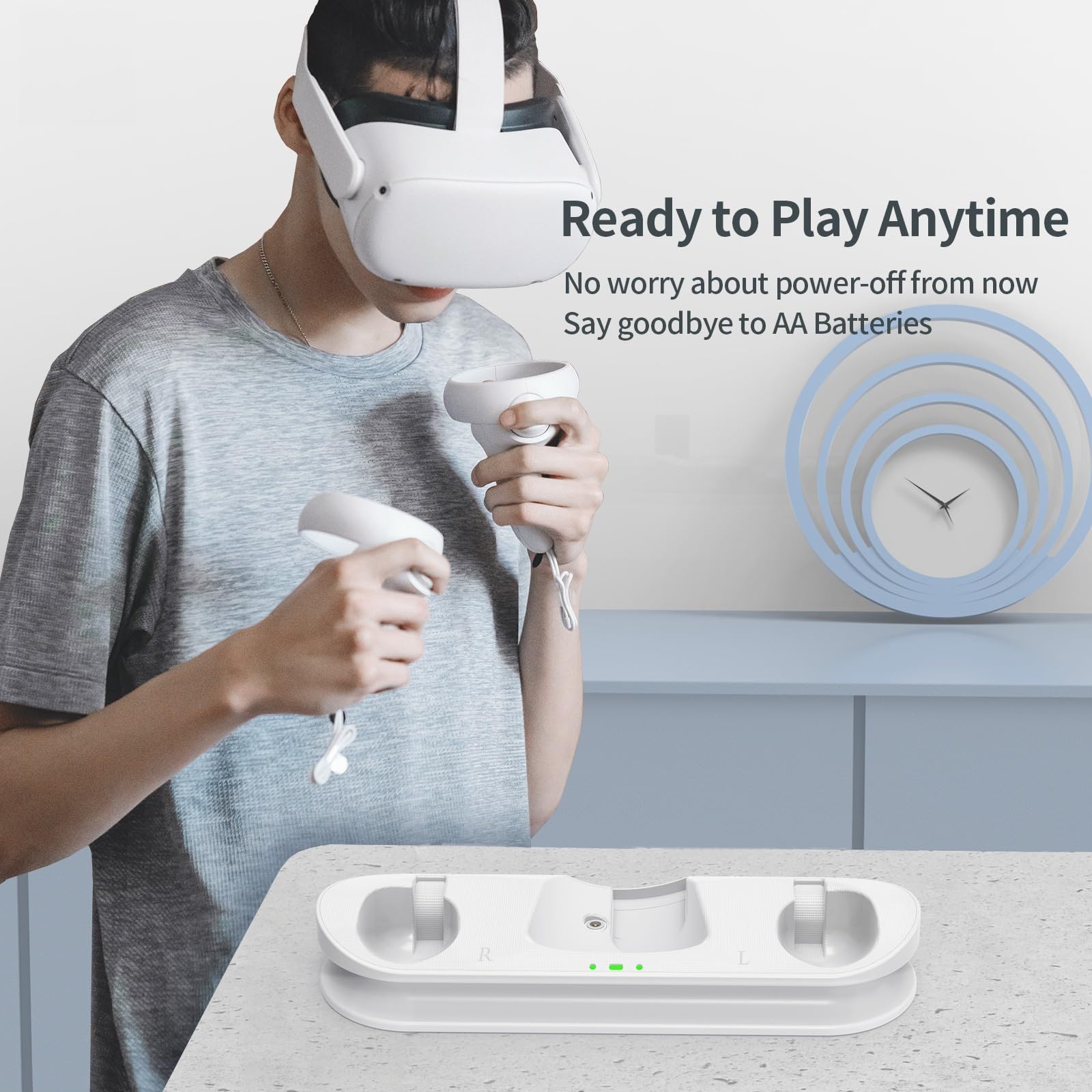 Station De Chargement VR - Support De Chargement pour Casque VR Compatible avec Quest 2, Station De Chargement RVB pour Quest 2, Station De Chargement Magnétique.