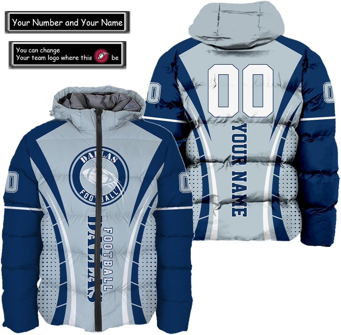 Discover Personalized Dallas Football Team Cowboys Men's Hooded Puffer Jacket