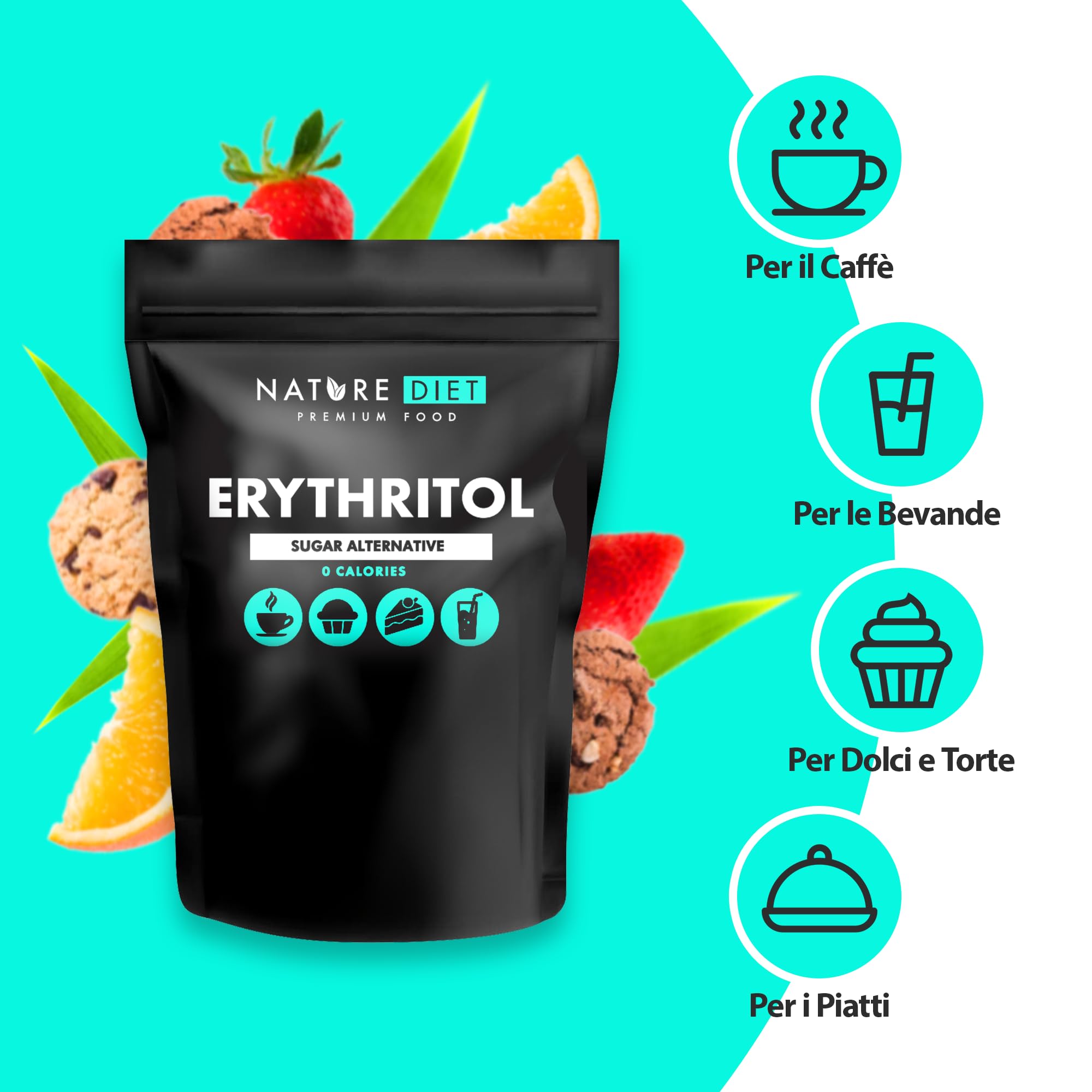 Nature Diet - Eritritolo 2 x 1000 g | Dolcificante Naturale | Zero calorie | Sostituzione dello zucchero