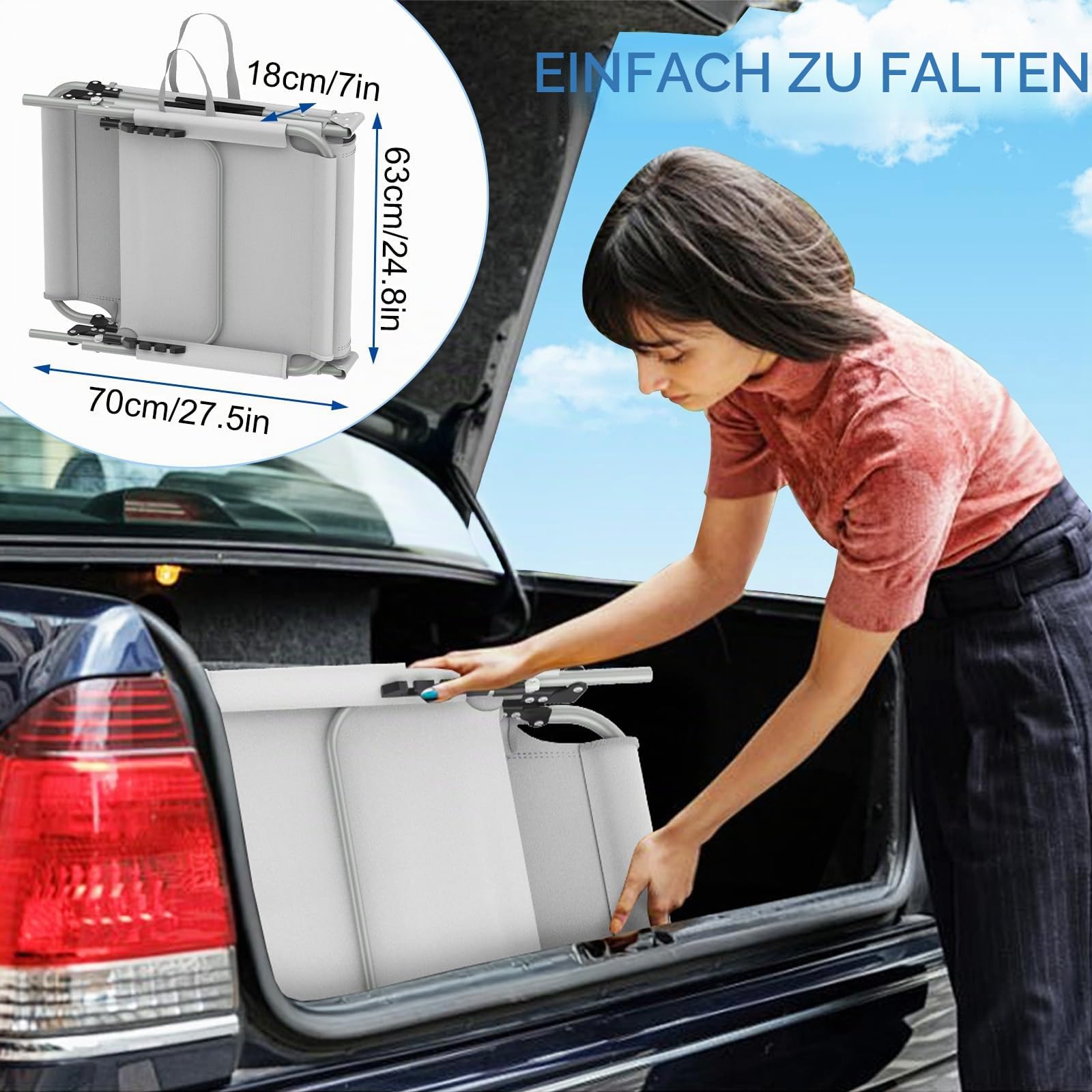 Sonnenliege mit Gesichtsöffnung,Klappbare Gartenliege,Liegestuhl mit U-Kissen&3-Fach Verstellbarer Rückenlehne,Gartenstuhl,Strandliege,Relaxliege Faltbar für Sonnenbaden,Strand,Garten,Camping,Hellgrau