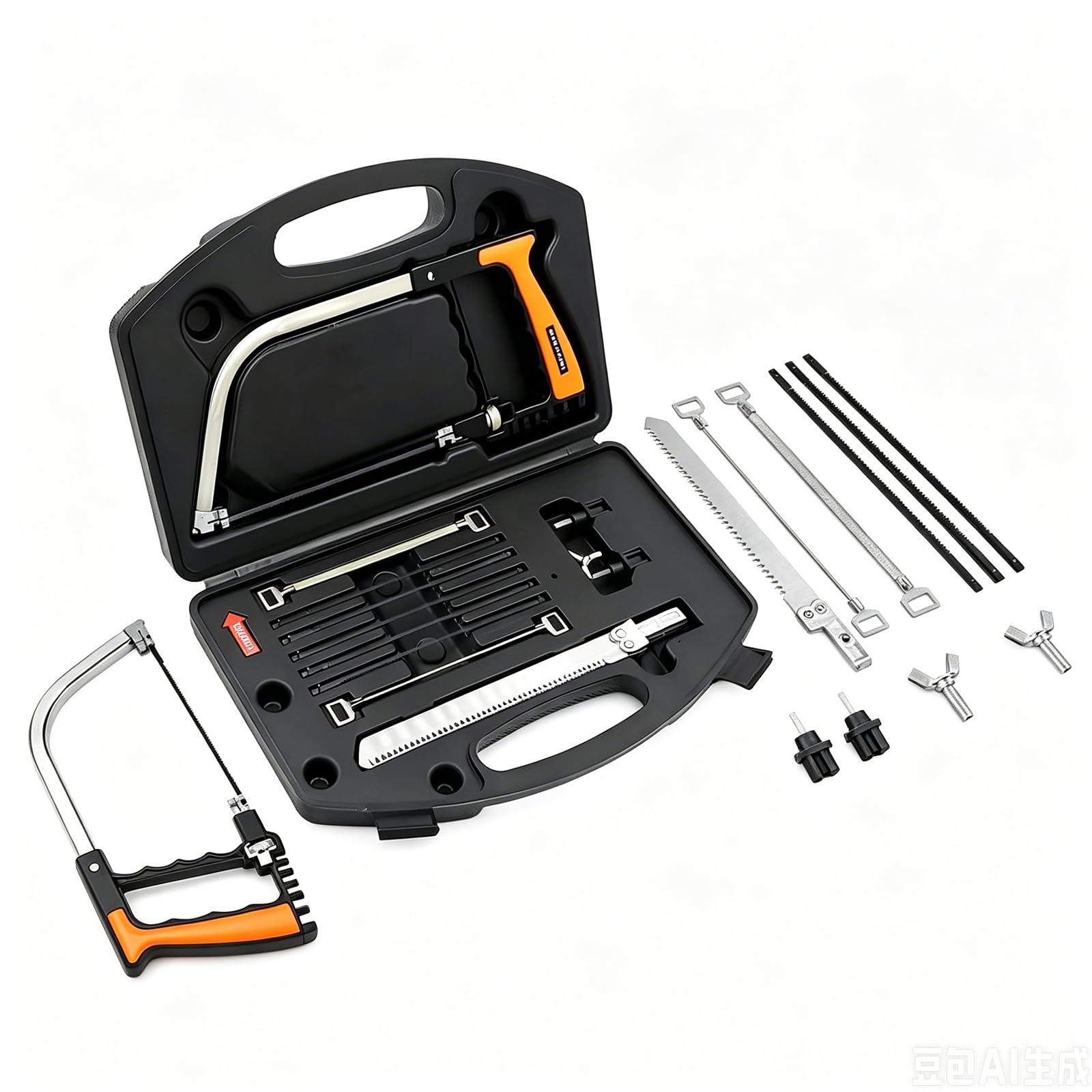 Mini Hand Saw Set, 15-in-1 Multifunctional Bow Saw, with 8 HSS Steel Saw Blades, Small Manual Bow Saw for Glass, Tile, Madeira, Metal, Plastic