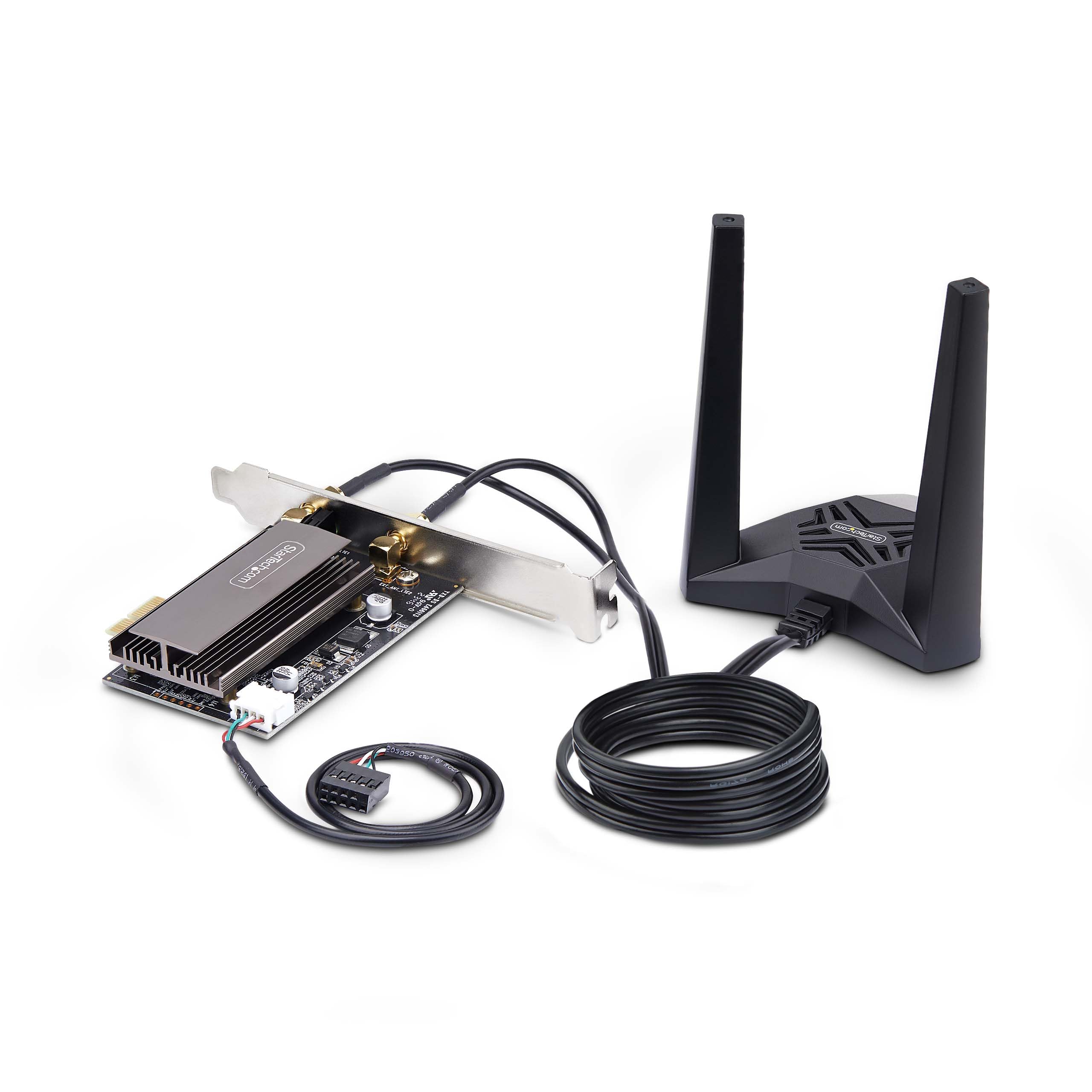 StarTech.COM Carte réseau Wi-FI 6E PCIe, Bluetooth 5.3, Base d'antenne magnétique, Triple Bande 802.11ax, AX5400 NIC, Windows/Linux
