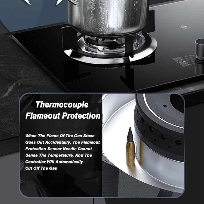 Estufa de Gas 2 Puestos 4.5/5.2 kW, Vidrio Negro, De Piso miniatura 5