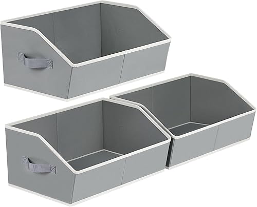 Miniatura 33 de Cestas grandes de almacenamiento – Paquete de 6 cubos de almacenamiento de armario, cestas de tela para organizar, cubos organizadores con asas