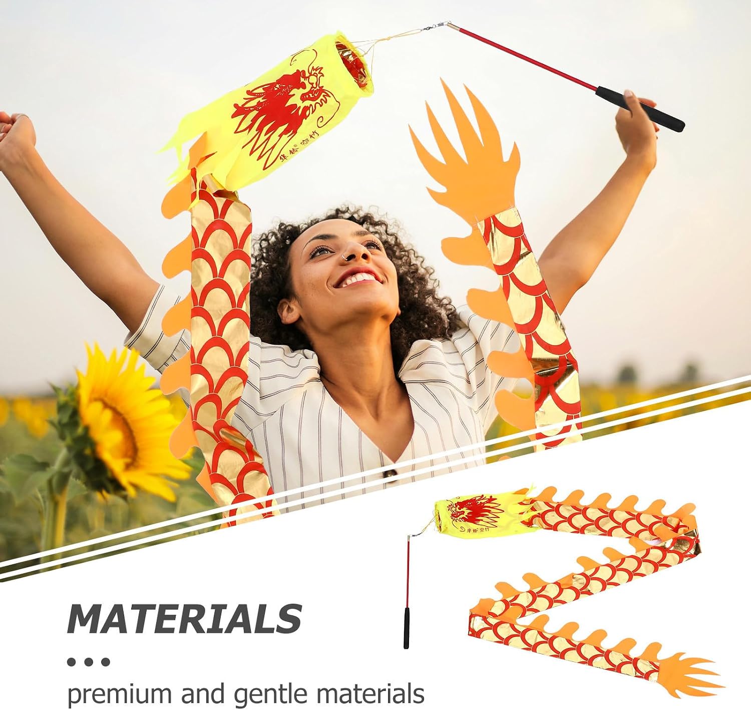 UPKOCH Dance Streamer Ribbon with Sturdy Foamed Cotton and Glass Steel Rod for Circus Skills Training and Dance Performances, Yellow Ornamental Ribbon Supply for Random Color