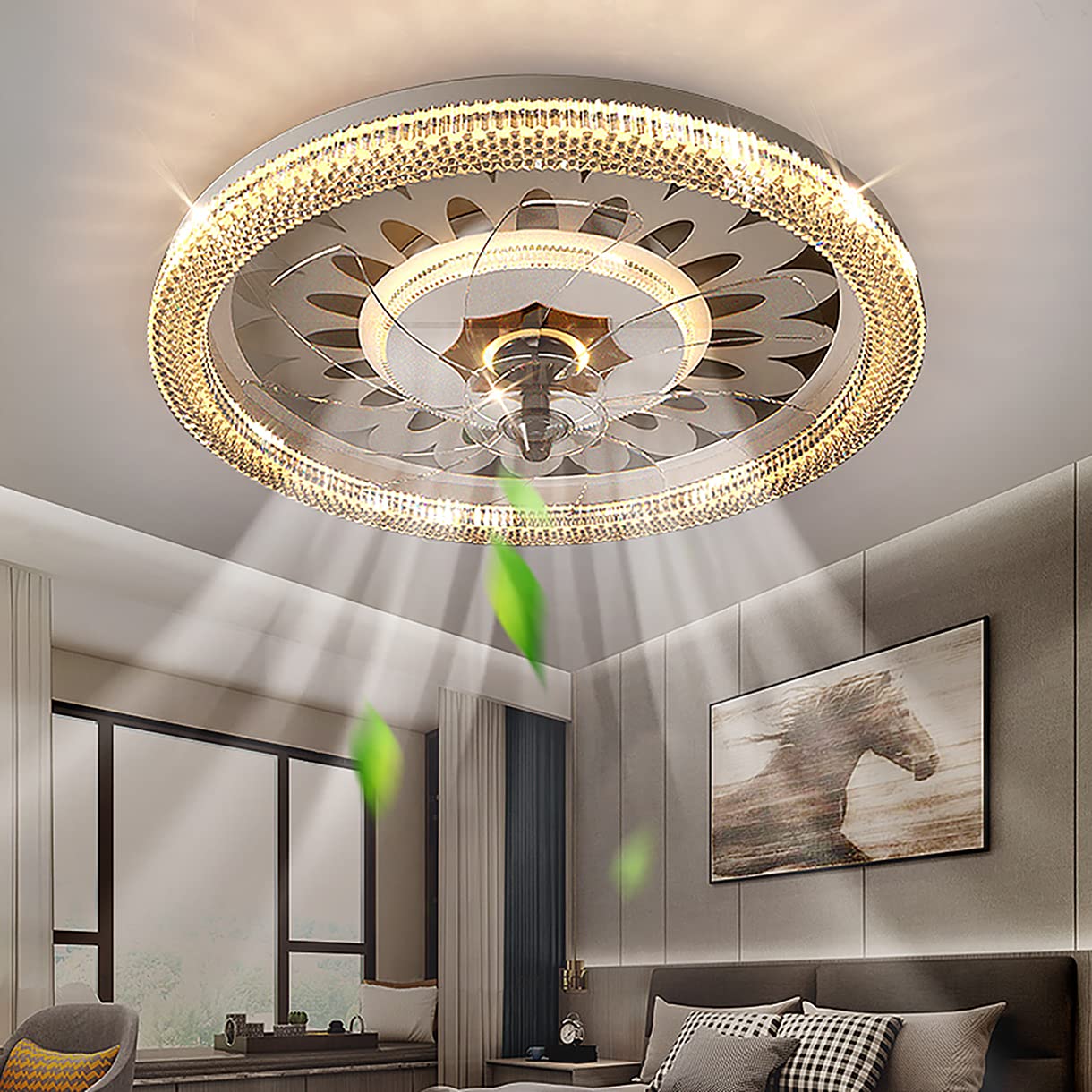 Ventilateur de plafond avec éclairage télécommandé contre la chaleur nocturne
