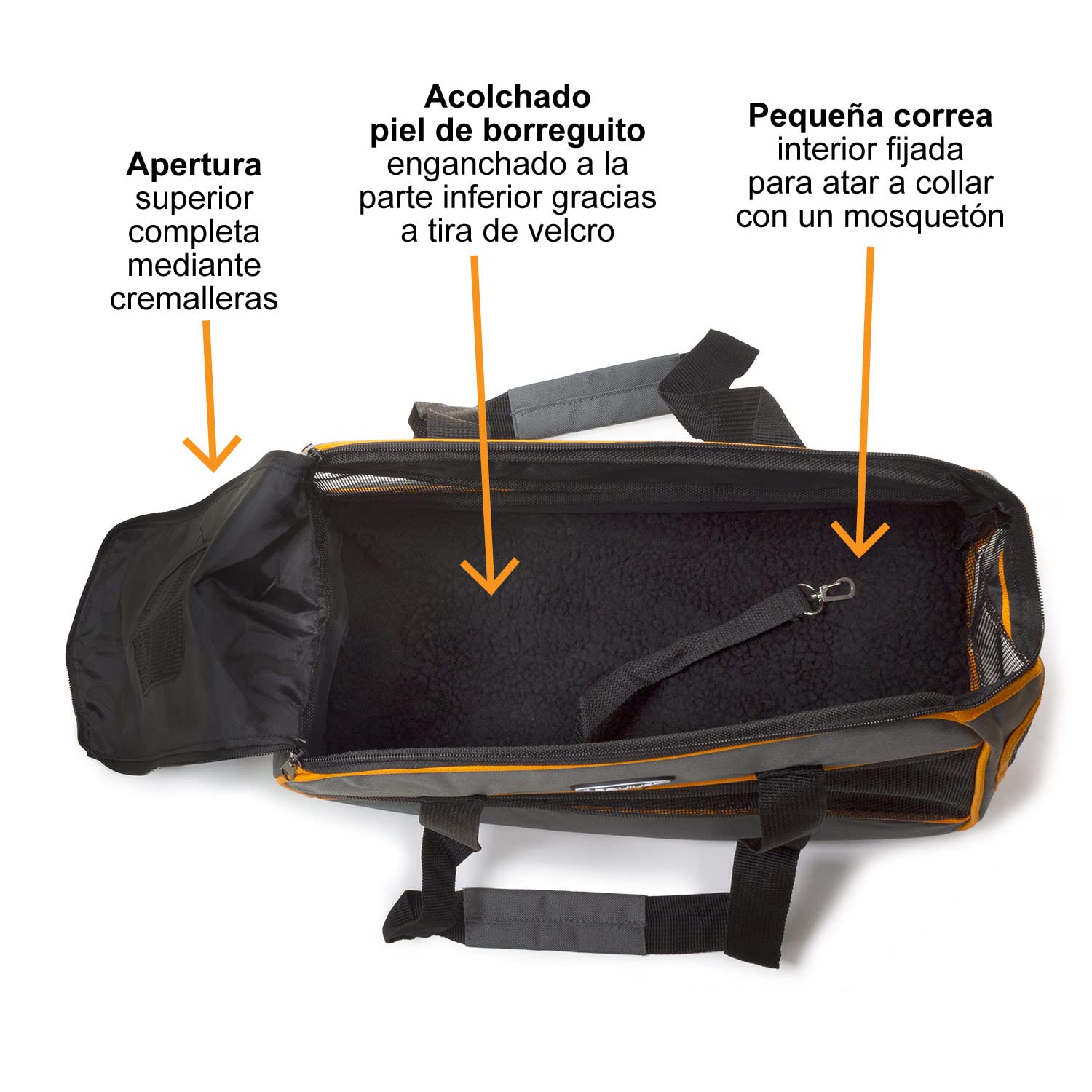 ARQUIVET Bolsa para Transporte de Mascotas - 42 x 21 x 30 cm - Transportín para Perros y Gatos - Bolsa de Transporte Cachorros y Animales pequeños con asa
