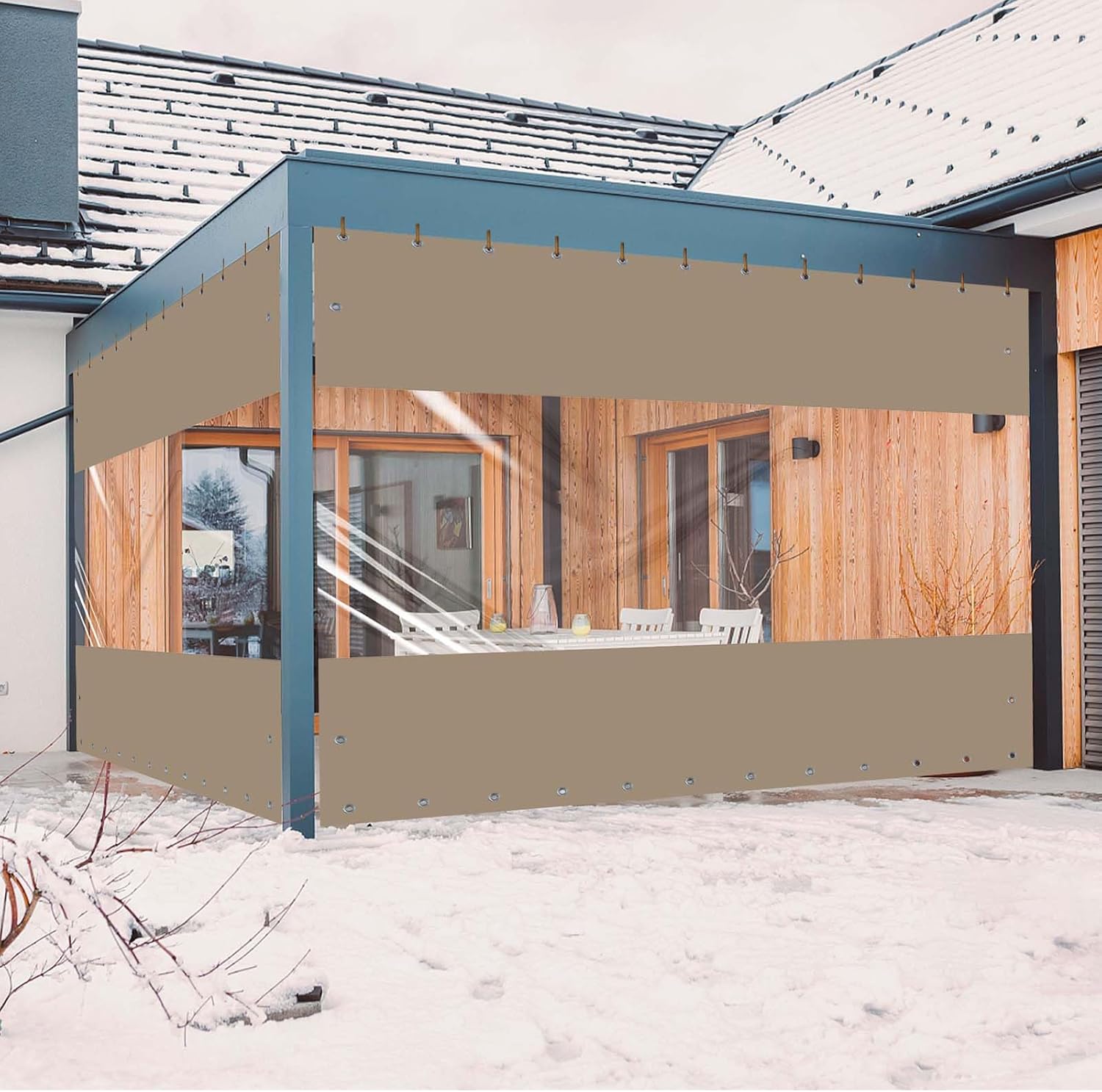 Ezcasch 17 Oz Outdoor Vinyl Curtain, Outdoor Clear Panel Curtain