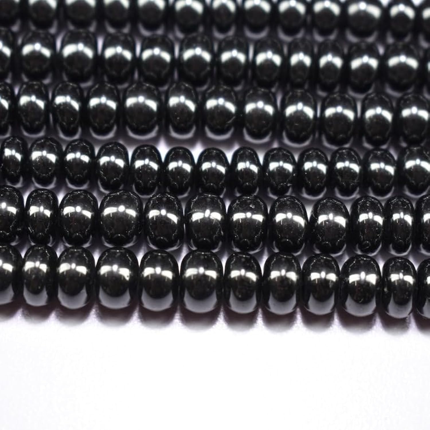 Spinelle noire naturelle 8,5 mm, perles en pierre précieuse pour fabrication collier et DIY.