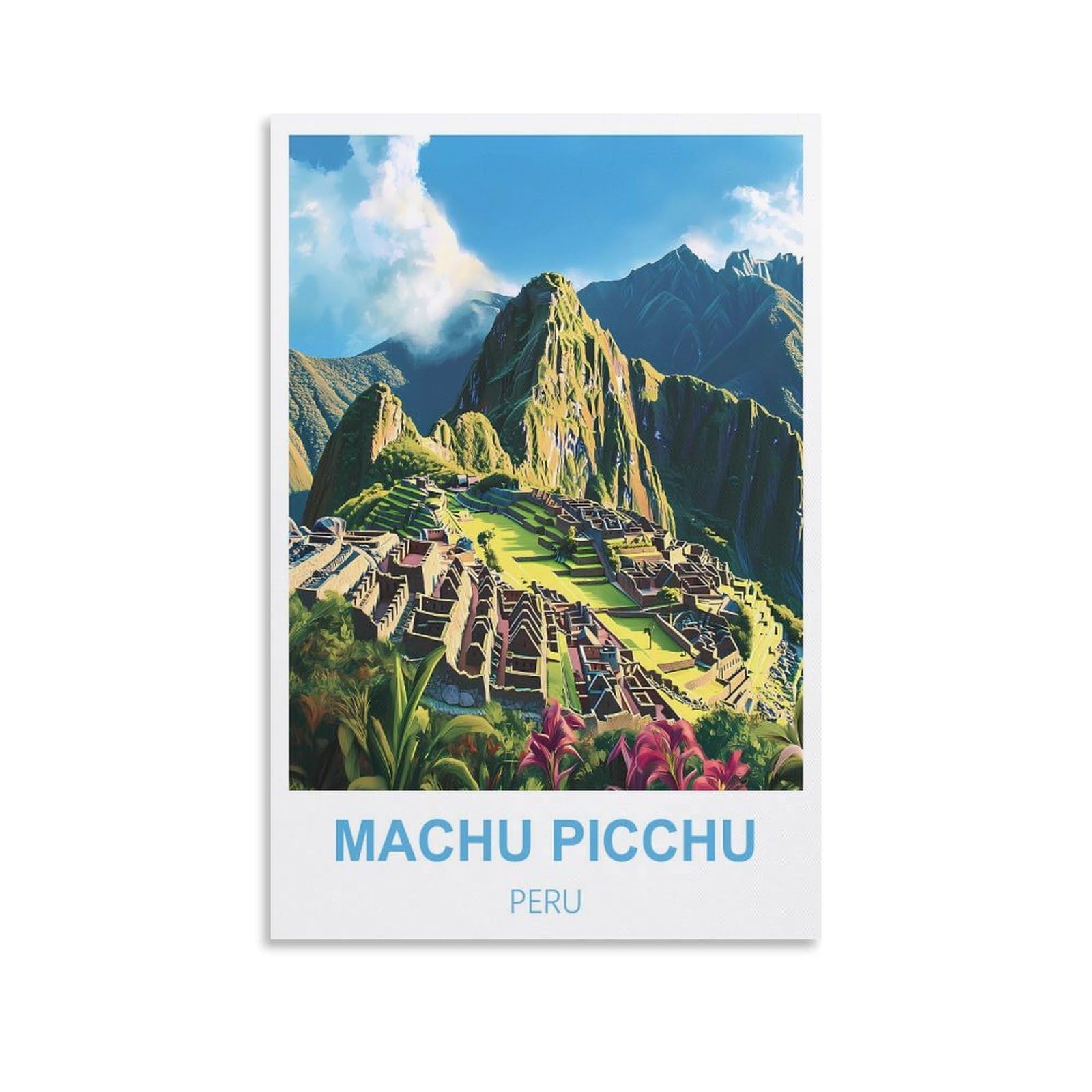 Fjiwecwsq Unframe-Style Machu Picchu Peru Vintage Travel Poster 16X24inch(40X60cm) Canvas Wall Art Painting Prints