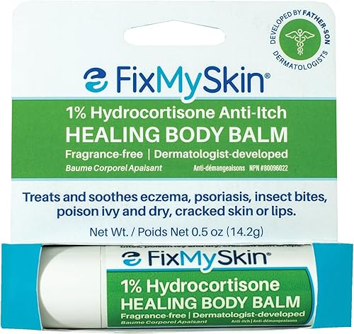 Bálsamo corporal curativo de hidrocortisona al 1%, 0.5 onzas