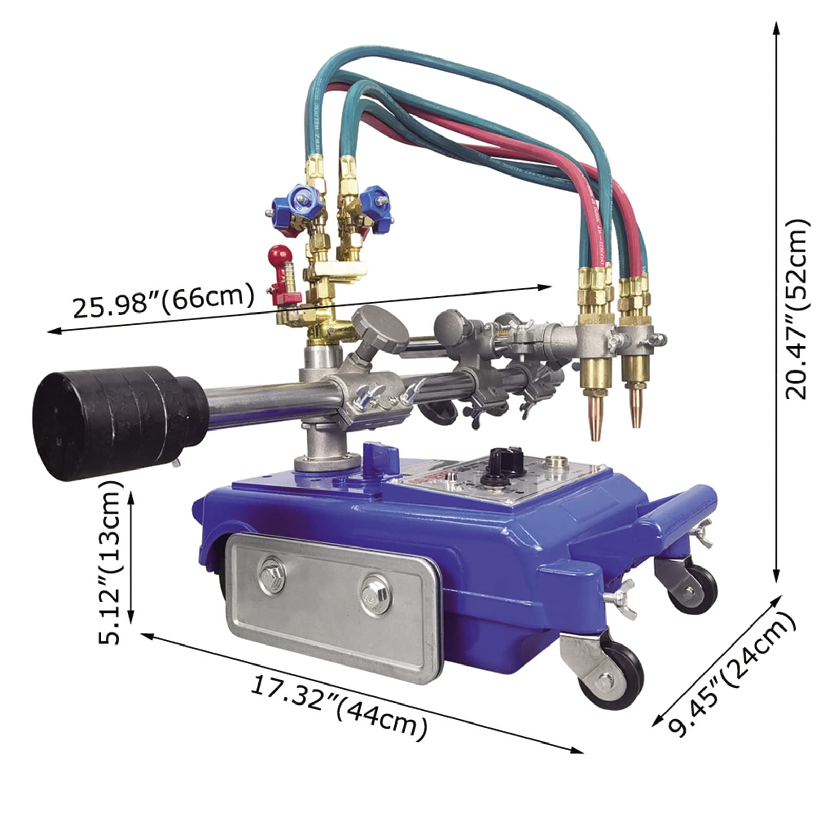 INTSUPERMAI Double Torch Track Gas Cutting Machine Metal Cutting/Beveling Burner Cutter Portable Straight Line Cutting Machine + 6' Track