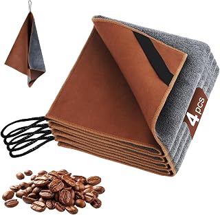 Set of 4 Barista Cloths - 12x12 inch microfiber cloths for cleaning the barista portafilter machine, extra absorbent cloths, double-sided microfiber cloths, barista accessories