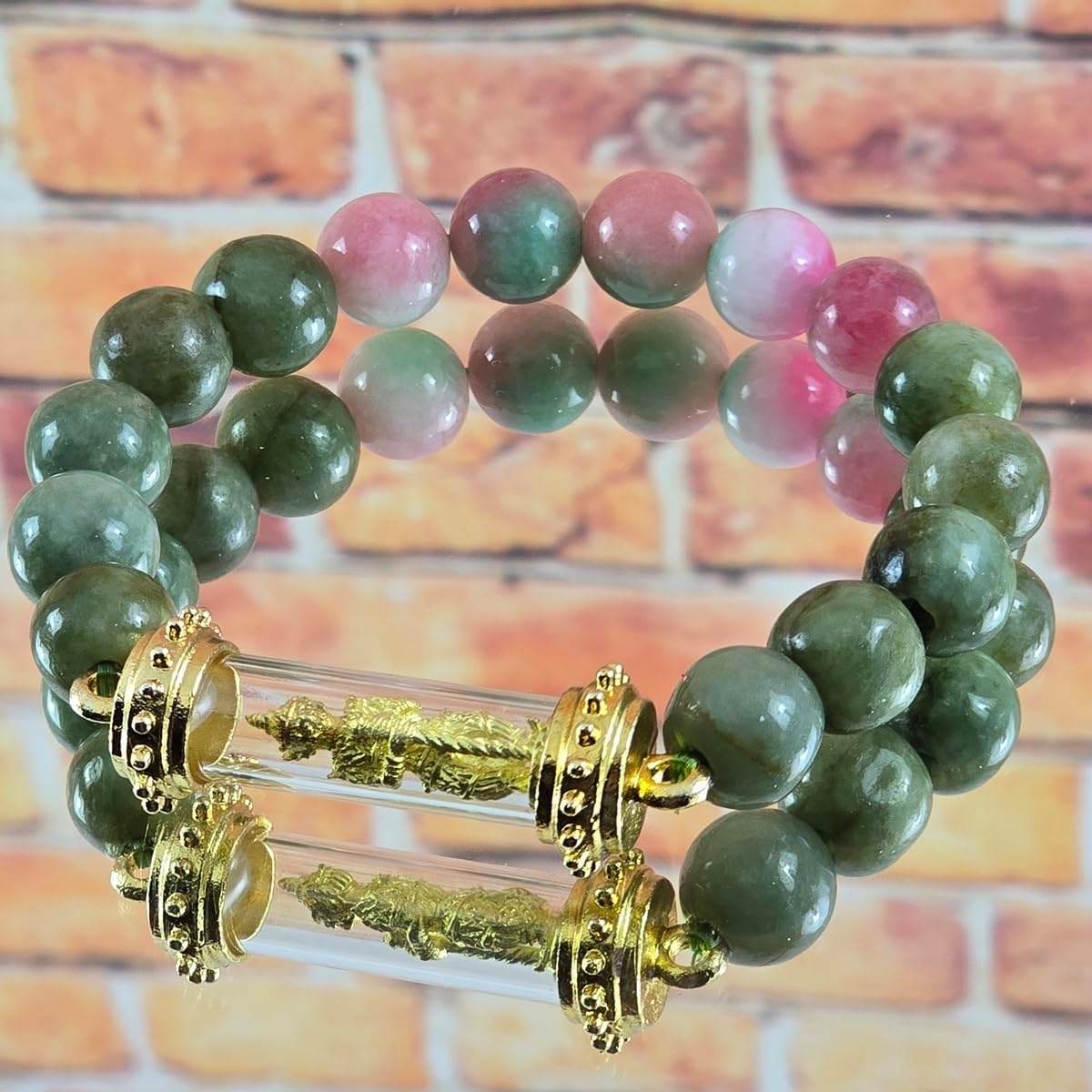 Thai Thao Wessuwan Protection Bracelet – Natural Jade, Hok Lok Siu Beads, Feng Shui Wealth & Luck Amulet Bracelet, Thai Blessed Spiritual Jewelry for Protection, Prosperity & Good Fortune.