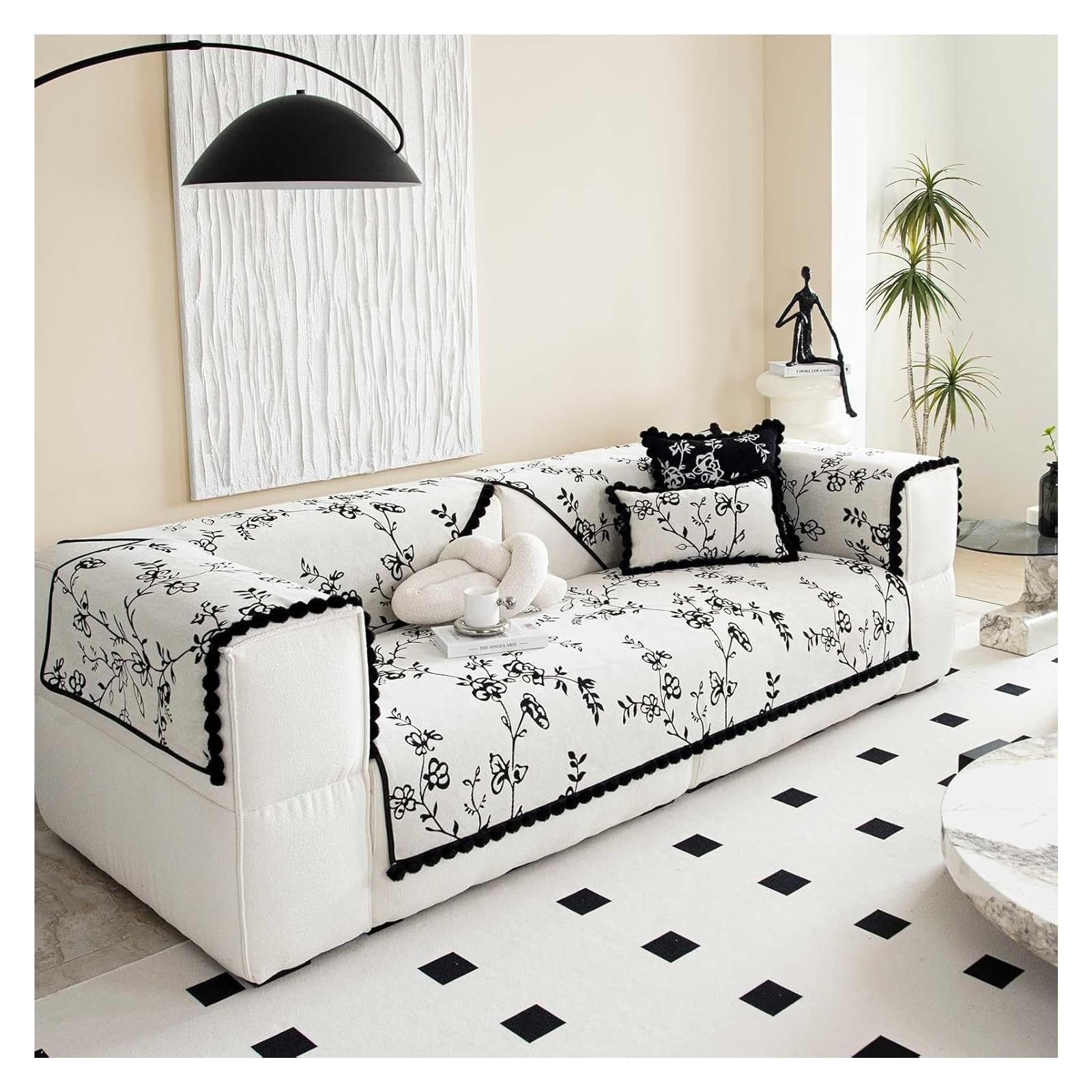 Housse de canapé universelle blanche douce pour protéger le salon
