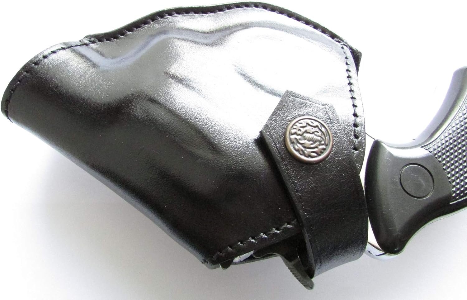 Leather Handcrafted Two Position Holster with Belt Clip for 38 Snub Nose Revolvers Black Tan