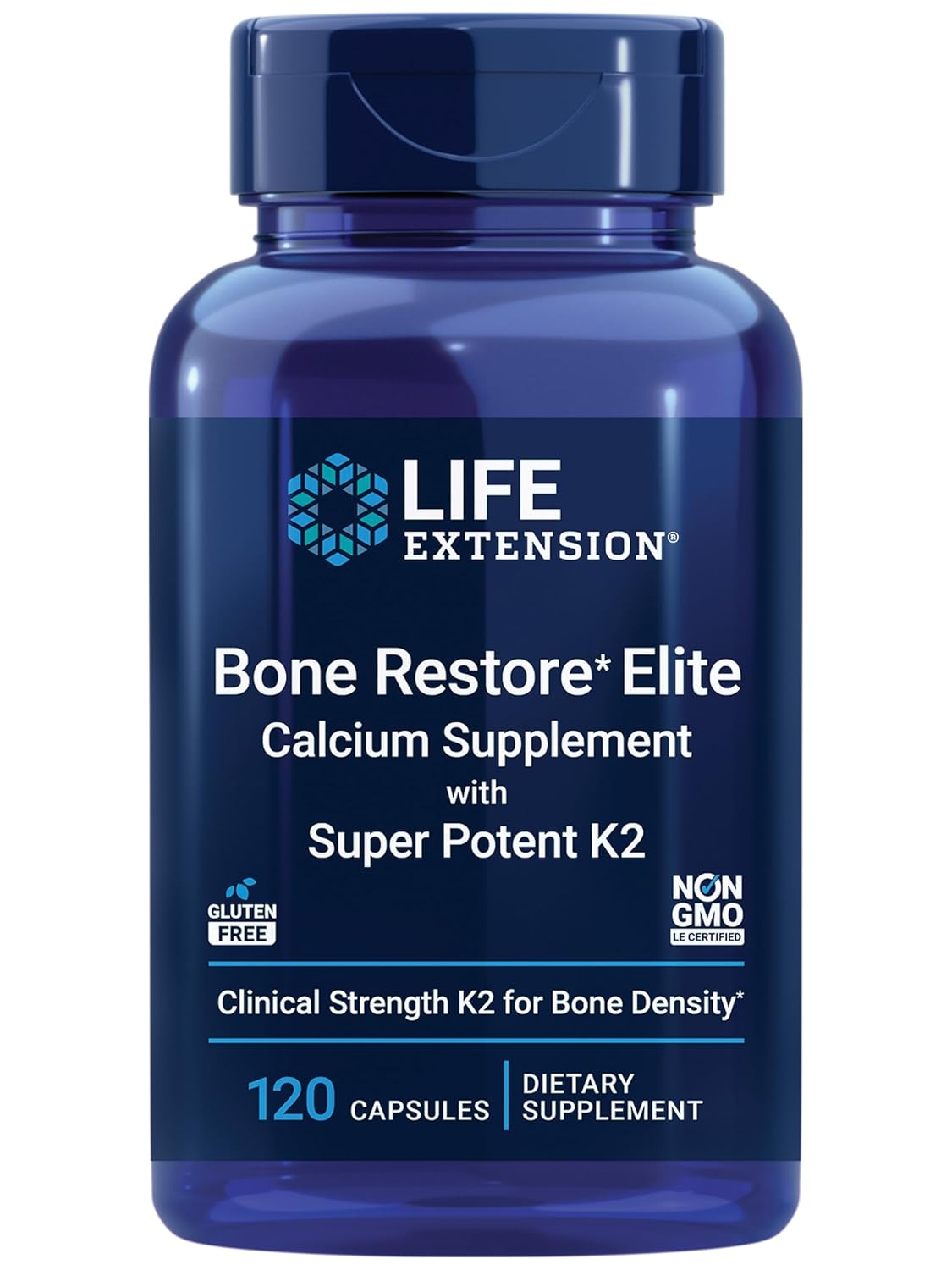 Life Extension Bone Restore Elite Calcium Supplement with Super Potent K2, Calcium, Vitamin D3, Magnesium, Boron, zinc, Vitamin K2, for Bone Health, Gluten-Free, Non-GMO, 120...