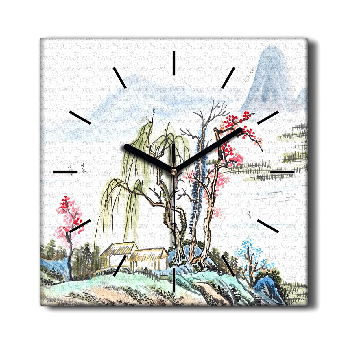 Horloge sur Toile Décoration Murale Coloray Top Arbre Cadeau Maison