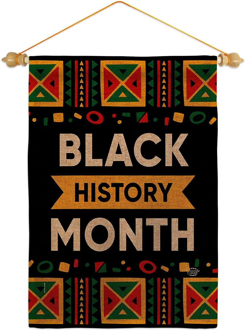 Celebrate Black History Month Burlap Burlap Garden Flag Set Wood Dowel Lives Matter BLMCelebrates African Americans Heritage Small Decorative Gift Yard House Banner Double-Sided Made In USA 13 X 18.5