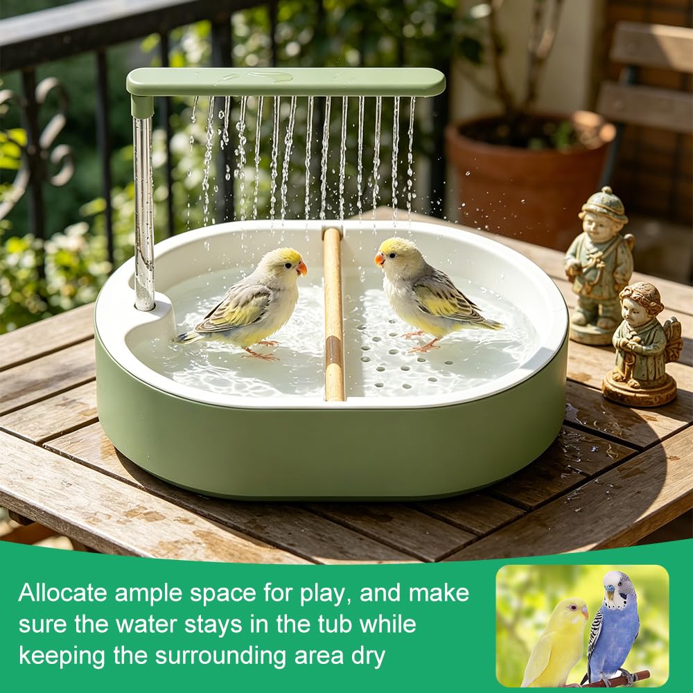 Vogeldusche Wellensittich, Wellensittich Dusche mit Wasserfall und Zirkulierendem Wasser, USB Stromschleife Vogeltränke Balkon, Automatisches Vogelbad (Linientyp)