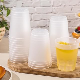 LemonRoad 25 Pcs Frosted Plastic Cups Bulk Blank Clear Disposable Drink Tumblers for Wedding
